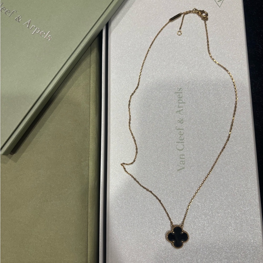 Van Cleef & Arpels Gold and Black Clover Necklace